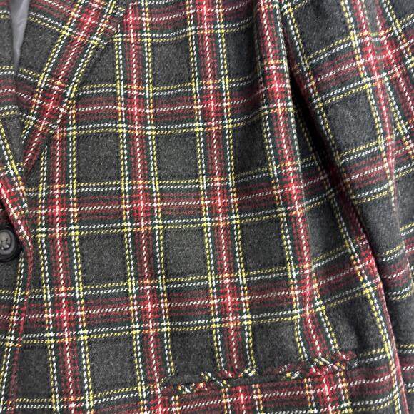 VTG Sag Harbor Women’s 14 Petite Red Plaid 90s Wool Blend Blazer Career - Picture 2 of 8